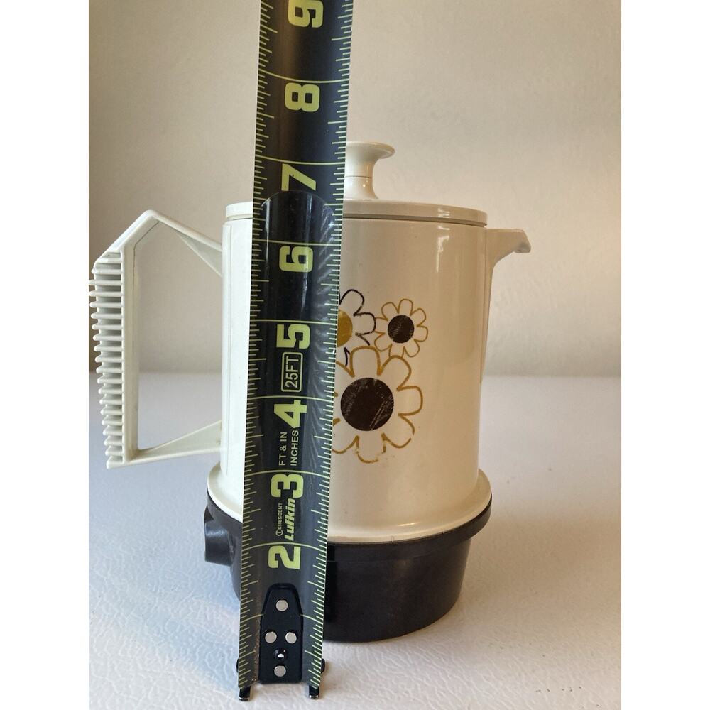 Vtg Regal Poly-Perk Coffee Percolator With Daisies On Each Side. 2-4 Cups. Works - Picture 5 of 5